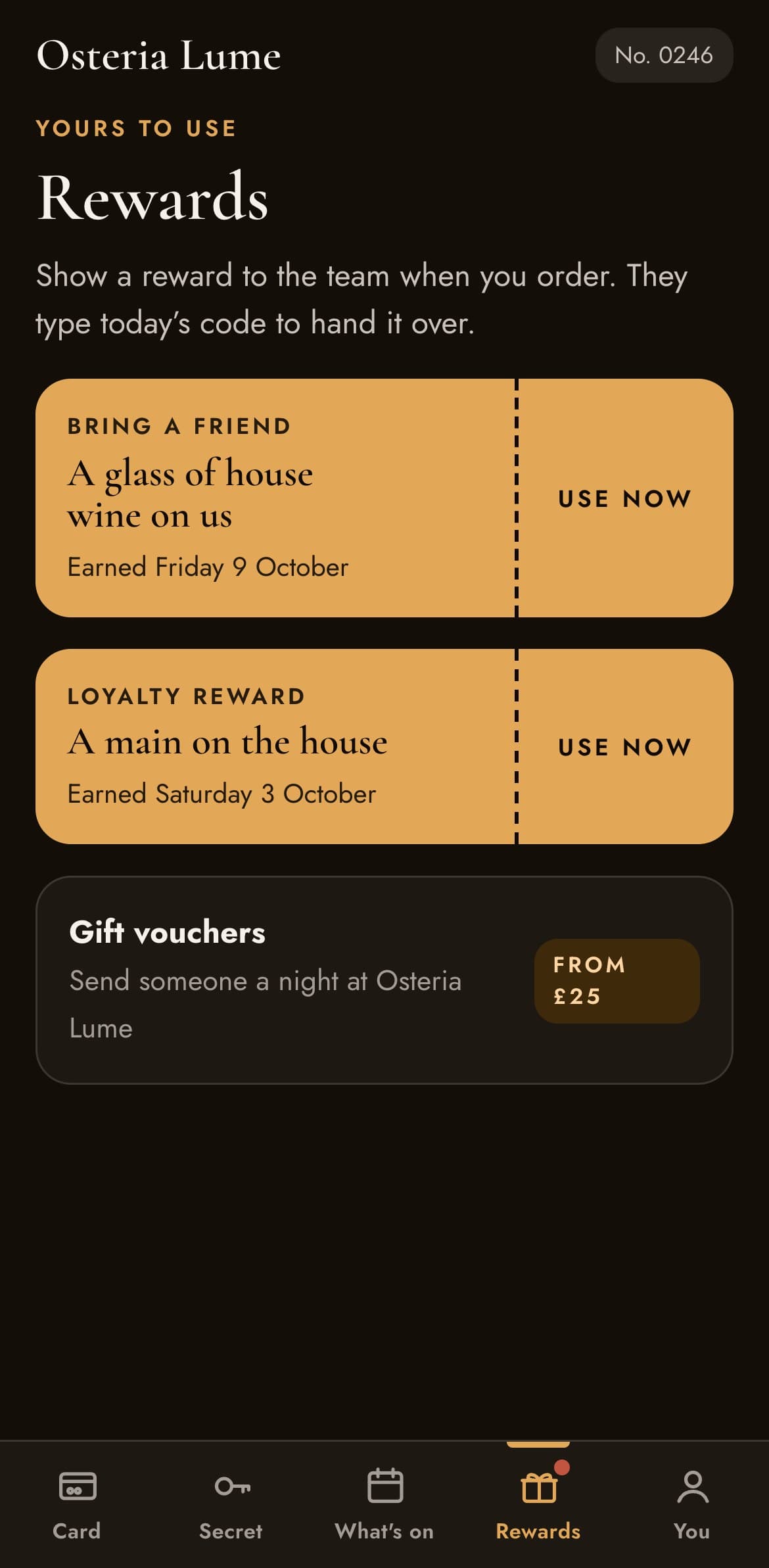 Rewards ready to use